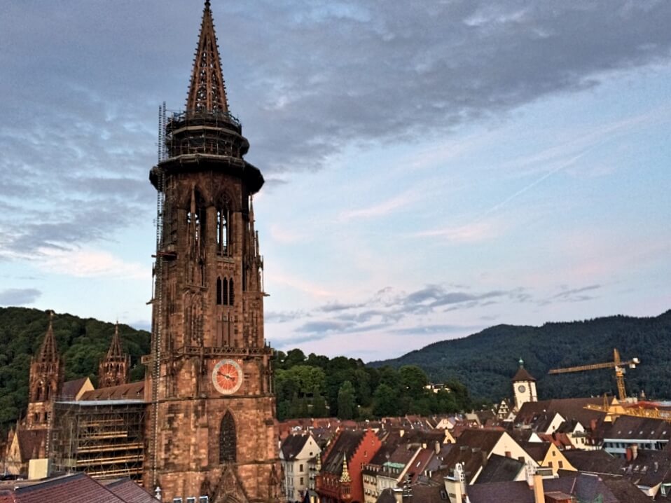 view over freiburg minster and city