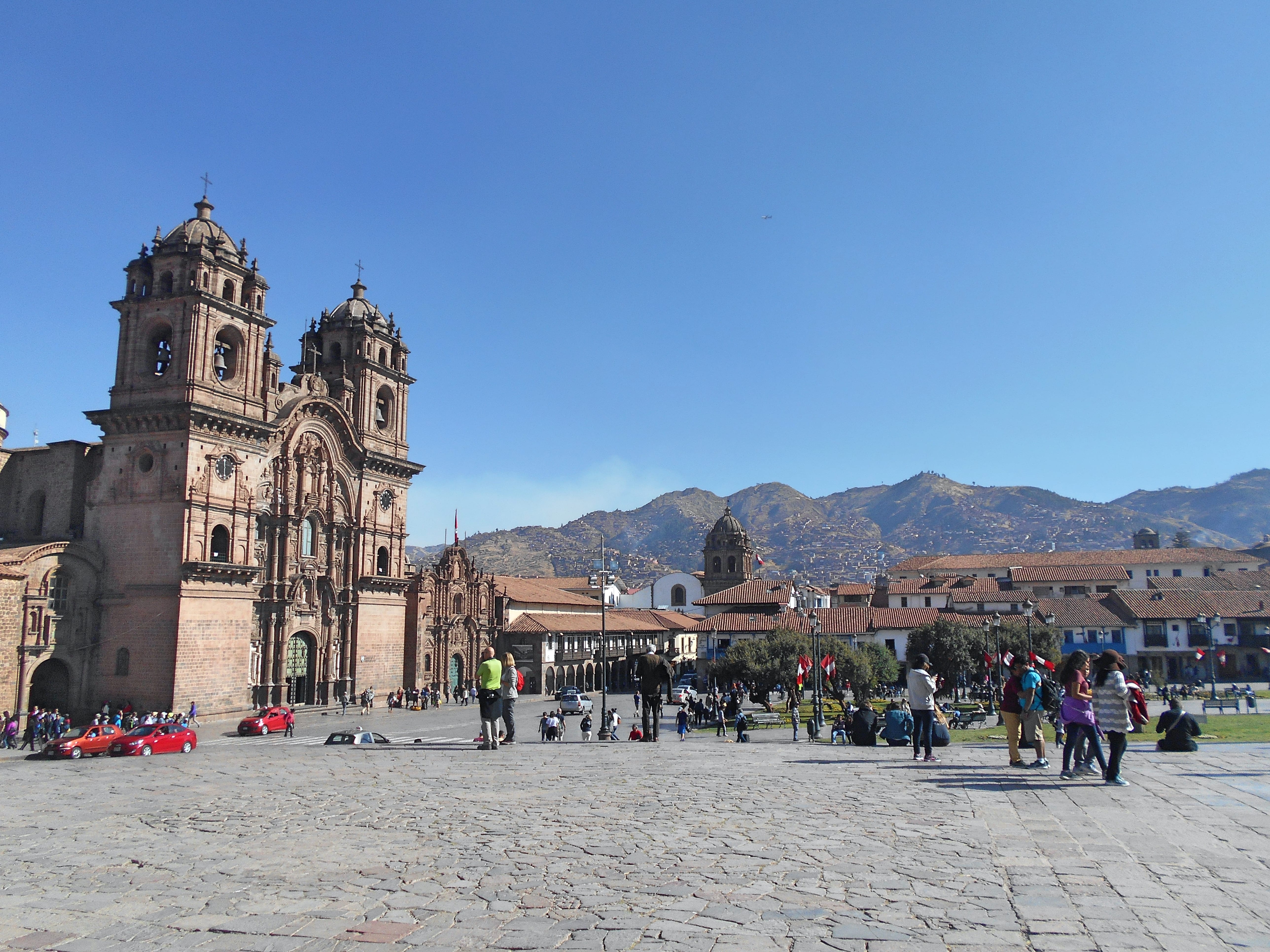 Ancient cathedral in a town square in cusco